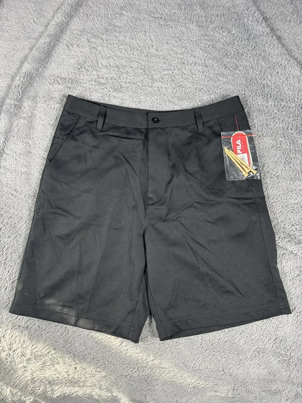 FILA Chino Shorts Mens 34 Black Microfiber Flat Front Casual Pockets Summer